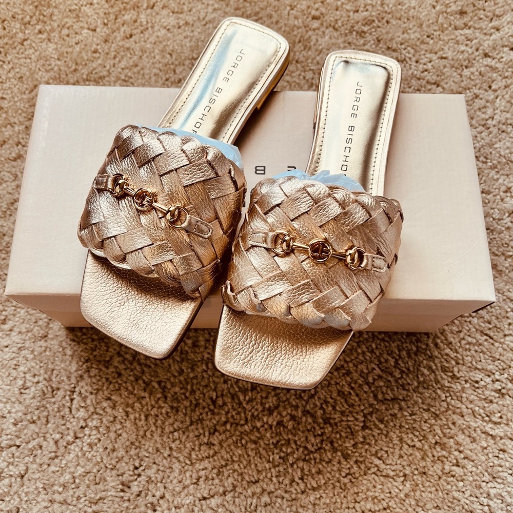 Gold Woven Sandals with Luxurious Design